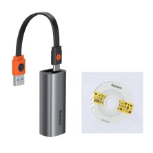 USB-хаб Baseus Steel Cannon Series USB A & Type-C Bidirectional Gigabit LAN Ethernet RJ45 Adapter Сірий