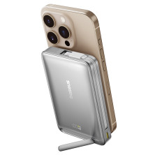УМБ Baseus Nomos Qi2 Kickstand Magnetic 10000mAh 45W QC3.0+PD3.0 с функцией MagSafe и Qi2 15W и Type-C кабелем 45W Серый