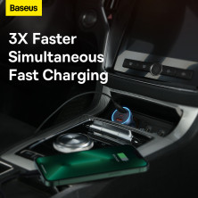 Автомобильное зарядное устройство Baseus Golden Contactor Pro Triple Fast Charger Car Charger 65W USB+2Type-C Голубой