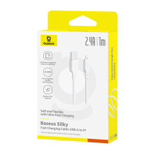 Кабель Baseus Silky Series Fast Charging Data Cable USB to Lightning 2.4A 1m Білий