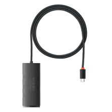 USB-хаб Baseus 4in1 Lite Series 4-Port Type-C HUB Adapter Type-C to USB3.0*4 кабель 1м Чорний