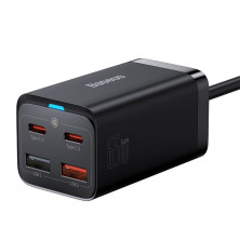 Сетевое зарядное устройство Baseus GaN3 Pro Desktop Fast Charger CN QC4.0+PD3.0 65W 2USB+2Type-C 3A + кабель Baseus Type-C to Type-C 100W 20V/5A 1м Черный
