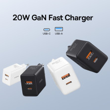 Мережевий зарядний пристрій Baseus Cube Fast Charger QC3.0+PD3.0 20W USB+Type-C 3A Білий