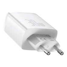 Сетевое зарядное устройство Baseus Compact Quick Charger QC3.0+PD3.0 30W 2USB+Type-C 3A Белый