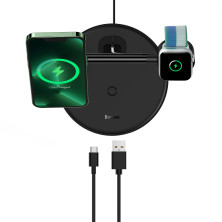 Беспроводное зарядное устройство Baseus Swan 3in1 Magnetic с функцией MagSafe и Qi 20W Черный