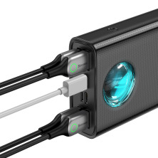 УМБ Baseus Amblight 30000mAh 65W 6A з технологією QC3.0 + PD3.0 + кабель Baseus Xiaobai series Type-C to Type-C 100W 20V/5A 1м Чорний