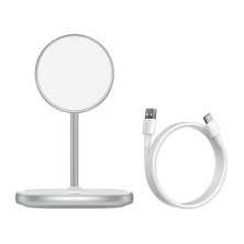 Беспроводное зарядное устройство Baseus Swan Magnetic с функцией MagSafe и Qi 15W Белый