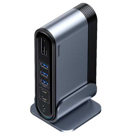 USB-хаб Baseus 16in1 Working Station Multifunctional HUB Adapter Type-C to USB3.0*3, USB2.0*2, SD, microSD, Type-C*2, 4KHDMI, VGA, AUX, RG45 Серый