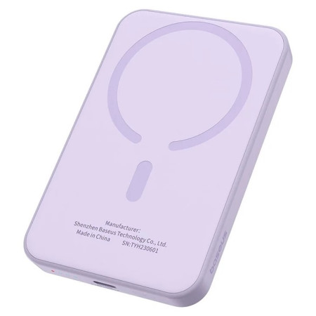 УМБ Baseus Magnetic Mini Wireless Fast Charge 2in1 5000mAh 20W 2.4A QC3.0+PD3.0 з Бездротовою зарядкою Qi 15W Фіолетовий