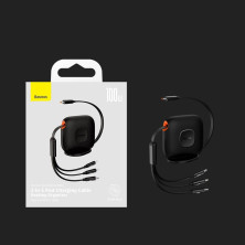 Кабель Baseus Traction Series Retractable 3-in-1 Fast Charging Data Cable Type-C to Lightning+Type-C+MicroUSB 100W 1.7m Чорний