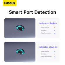 USB-хаб Baseus 7in1 Flite 7-Port Type-C HUB Adapter Type-C to USB3.0*2, Type-C(PD)*1, 4KHDMI, RJ45, SD/TF 3.0 Сірий