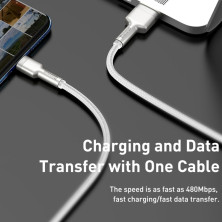 Кабель Baseus Cafule Metal Data Cable USB to Type-C 66W 11V 6A 2m Білий