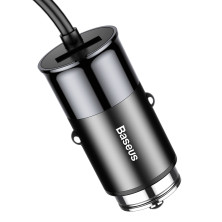 Автомобильное зарядное устройство Baseus Enjoy Together 2в1 4.8A USB с зарядным кабелем Type-C / Lightning 1.2м Черный