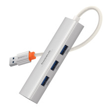 USB-хаб Baseus 4in1 PortalJoy 4-Port Type-A HUB Adapter Type-A to USB3.0*3, RJ45 Сірий