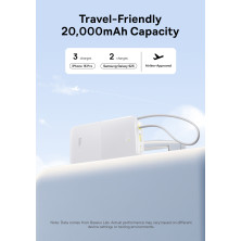 УМБ Baseus EnerFill FC51 Bipow2 Pro 20000mAh 22.5W 2.4A з технологією QC3.0+PD3.0 та Type-C кабелем 22.5W Білий