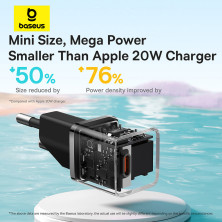 Мережевий зарядний пристрій Baseus GaN5 Mini Fast Charger 1C PD3.0 20W Type-C 3A + кабель Baseus Type-C to Type-C 100W 20V/5A 1м Чорний