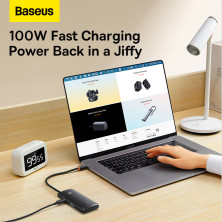 USB-хаб Baseus 5in1 Lite Series 5-Port Type-C HUB Adapter Type-C to USB3.0*3, Type-C(PD)*1, 4KHDMI Чорний