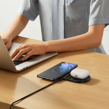Беспроводное зарядное устройство Baseus Digital LED Display 2in1 Wireless Charger с технологией Qi 20W Черный
