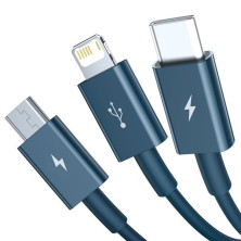 Кабель Baseus Superior Series 3-in-1 Fast Charging Data Cable USB to Lightning+Type-C+MicroUSB 3.5А 1.5m Синій