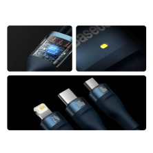 Кабель Baseus Flash Series 2 3-in-1 Fast Charging Data Cable USB to Lightning+Type-C+MicroUSB 100W 1.2m Синій