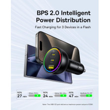 Автомобільний зарядний пристрій Baseus Multi-Port Fast Charge Car Charger 152.5W USB+2Type-C + Кабель Type-C to Type-C 100W 1м Чорний