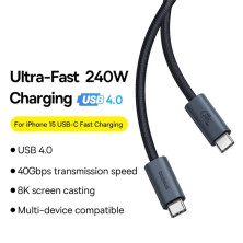 Кабель Baseus Flash 2 USB4 Series Fast Charging Data Cable Type-C to Type-C 240W 8K@60Hz 40Gbps 1.8m Черный