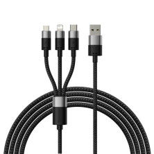 Кабель Baseus StarSpeed 3-in-1 Fast Charging Data Cable USB to Lightning+Type-C+MicroUSB 3.5А 1.2m Чорний