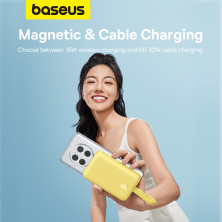 УМБ Baseus Magnetic Mini Wireless Fast Charge 10000mAh 30W 3A QC3.0+PD3.0 з функцією MagSafe та Qi 15W і Type-C 30W кабелем Жовтий