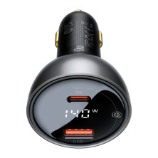 Автомобильное зарядное устройство Baseus Digital Display PD 3.1 Dual Fast Charger Car Charger 140W USB+Type-C + Кабель Type-C to Type-C 240W 1м Черный