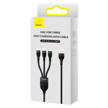 Кабель Baseus Flash Series 2 3-in-1 Fast Charging Data Cable USB to Lightning+Type-C+MicroUSB 100W 1.2m Черный