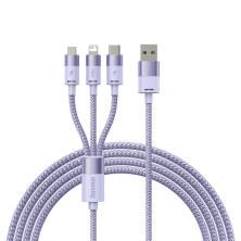 Кабель Baseus StarSpeed 3-in-1 Fast Charging Data Cable USB to Lightning+Type-C+MicroUSB 3.5А 1.2m Фіолетовий