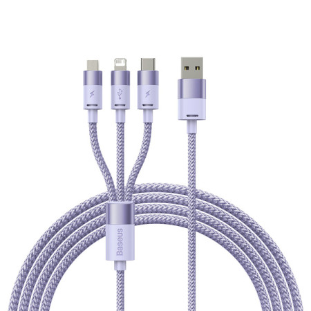 Кабель Baseus StarSpeed 3-in-1 Fast Charging Data Cable USB to Lightning+Type-C+MicroUSB 3.5А 1.2m Фіолетовий