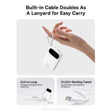 УМБ Baseus EnerFill FC31 Qpow3 Dual-Cable 20000mAh 22.5W с технологией QC3.0+PD3.0 и iP 20W+Type-C 22.5W кабелем Белый