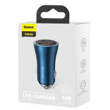 Автомобільний зарядний пристрій Baseus Golden Contactor Pro Dual Quick Charger Car Charger 40W 2USB Блакитний