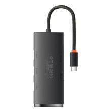 USB-хаб Baseus 4in1 Lite Series 4-Port Type-C HUB Adapter Type-C to USB3.0*4 кабель 0.25м Чорний