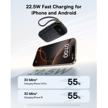 УМБ Baseus EnerFill FC31 Qpow3 Dual-Cable 20000mAh 22.5W с технологией QC3.0+PD3.0 и iP 20W+Type-C 22.5W кабелем Черный