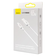 Кабель Baseus Superior Series Fast Charging Data Cable USB to Type-C 65W SUPERVOOC 1m Білий