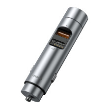 FM-трансмиттер Baseus Energy Column 2в1 MP3 Car QC3.0 18W Charger Bluetooth 5.0 2USB 3A Серебристый
