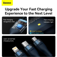 Кабель Baseus Flash Series 2 3-in-2 Fast Charging Data Cable  USB+Type-C to Lightning+Type-C+MicroUSB 100W 1.2m Синій