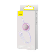 Кабель Baseus Bright Mirror 2 Series Retractable 3-in-1 Fast Charging Data Cable USB to Lightning+Type-C+MicroUSB 3.5А 1.1m Фіолетовий