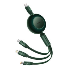 Кабель Baseus Bright Mirror 2 Series Retractable 3-in-1 Fast Charging Data Cable Type-C to Lightning+Type-C+MicroUSB 100W 1.1m Зеленый