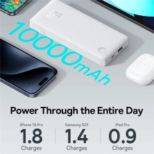 УМБ Baseus Airpow Lite 10000mAh 15W 3A USB+Type-C Білий