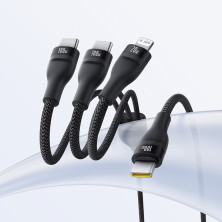 Кабель Baseus Flash Series 3 3-in-1 Fast Charging Data Cable  Type-C to Lightning+Type-C+Type-C 100W 1.5m Чорний