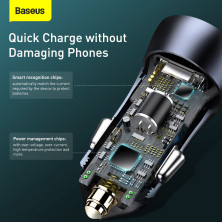 Автомобильное зарядное устройство Baseus Golden Contactor Pro Dual Quick Charger Car Charger 40W USB+Type-C + Кабель USB to Type-C 1м Серый