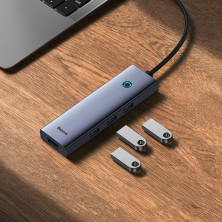 USB-хаб Baseus 4in1 UltraJoy 4-Port Type-A HUB Adapter Type-A to USB3.0*4 Сірий