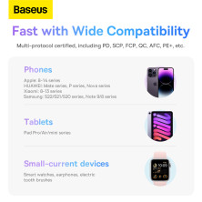 УМБ Baseus Comet Digital Display Fast Charge 10000mAh 22.5W 3A з технологією QC3.0+PD3.0 и iP 20W+Type-C 22.5W кабелем Блакитний