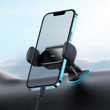 Автотримач на сонячній батареї для телефона Baseus Steel Cannon pro Solar Electric Car Mount на торпедо Чорний