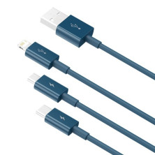 Кабель Baseus Superior Series 3-in-1 Fast Charging Data Cable USB to Lightning+Type-C+MicroUSB 3.5А 1.5m Синій