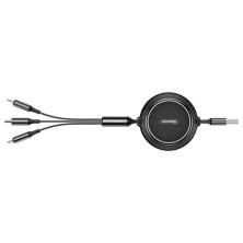 Кабель Baseus Golden Loop Series Retractable 3-in-1 Elastic Data Cable USB to Lightning+Type-C+MicroUSB 3.5А 1.2m Чорний