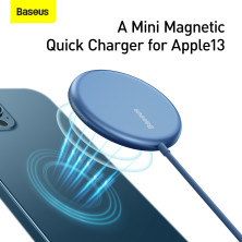 Беспроводное зарядное устройство Baseus Simple Mini Magnetic с функцией MagSafe и Qi 15W Синий